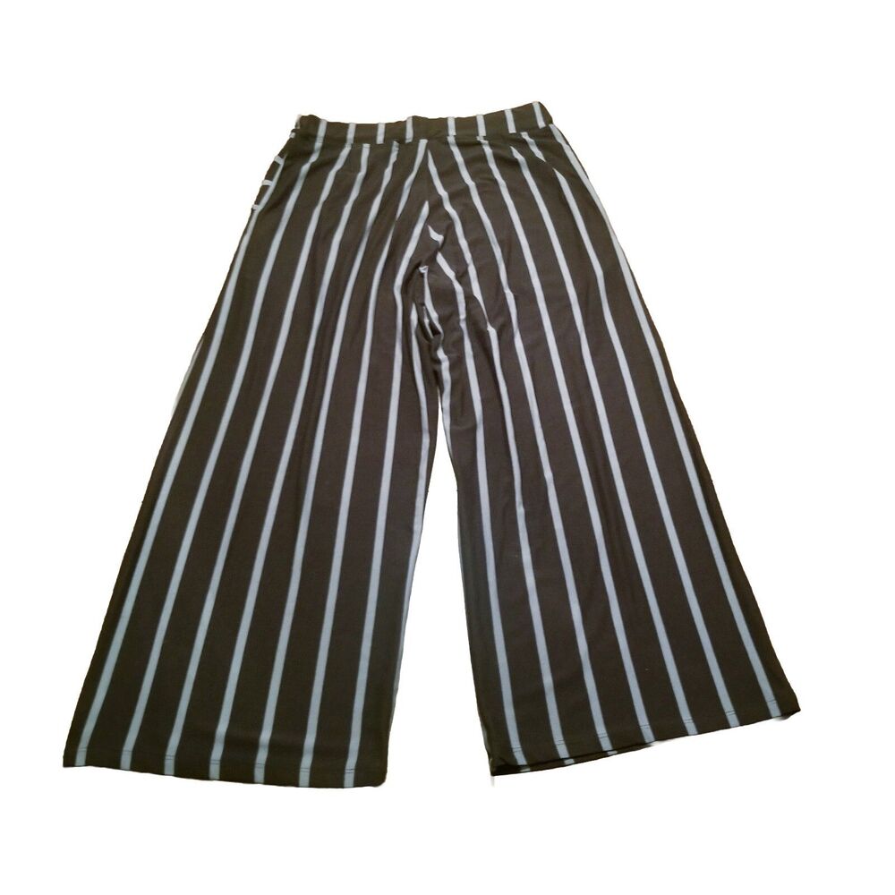 Lisa Bayne Pants Women Size Small Black Stripe High Rise Wide Leg USA (28x24.5) - Picture 3 of 5